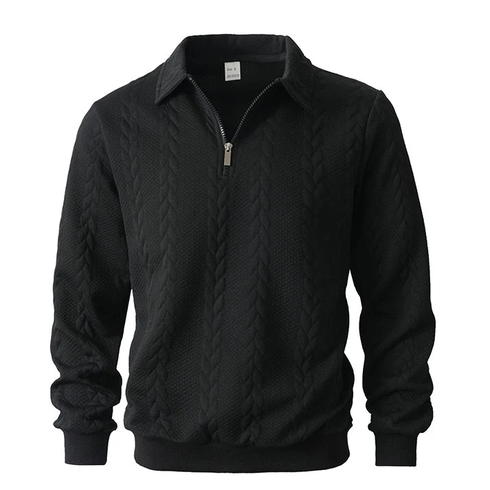 Cable Knit Zip-Collar Sweater