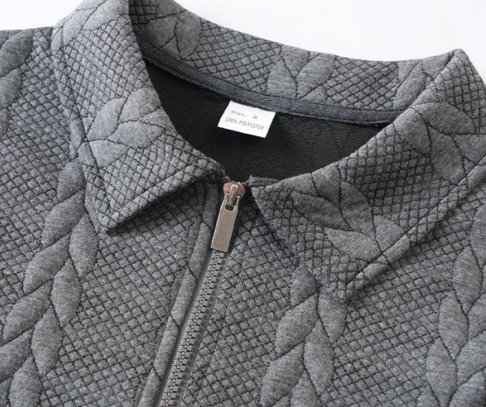 Cable Knit Zip-Collar Sweater