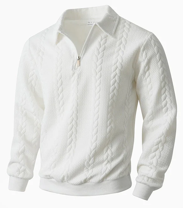 Cable Knit Zip-Collar Sweater