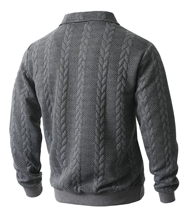 Cable Knit Zip-Collar Sweater