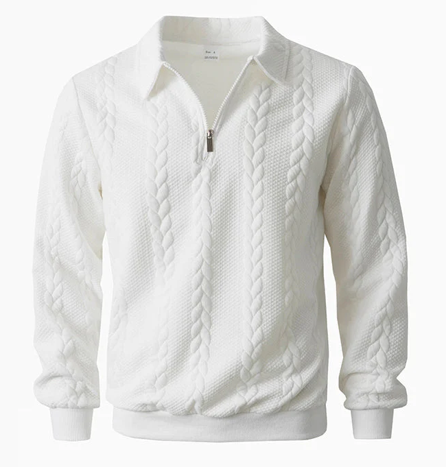 Cable Knit Zip-Collar Sweater