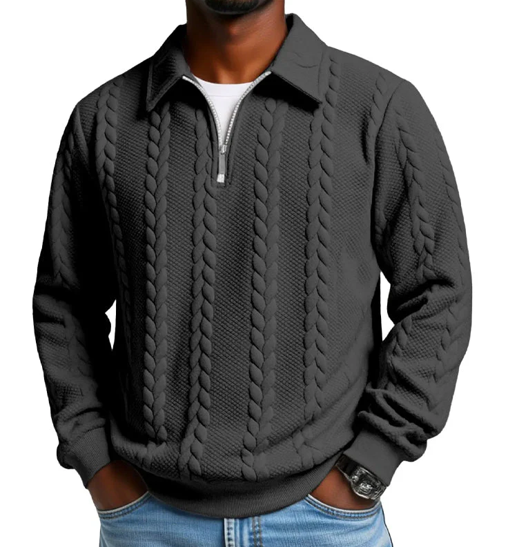 Cable Knit Zip-Collar Sweater